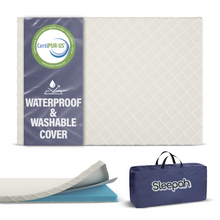 Load image into Gallery viewer, Sleepah Pack and Play Mattress Foam Pad 38 x 26 x 1.5 for Playpen, Portable Playyard Mattress - Soft Waterproof Washable &amp; Removable Cover Breathable Mattress Topper
