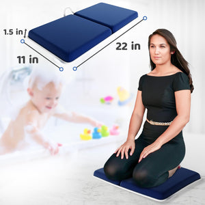 Bath Kneeler and Elbow Kneeling Rest Pad Set for Baby Bathing – Waterproof Soft Memory Foam Mat Organizer Pockets Quick Drying Foldable Non-Slip for Baby & Toddler Bath Time Toys Sponge Cloth (Blue)