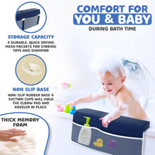 Load image into Gallery viewer, Bath Kneeler and Elbow Kneeling Rest Pad Set for Baby Bathing – Waterproof Soft Memory Foam Mat Organizer Pockets Quick Drying Foldable Non-Slip for Baby &amp; Toddler Bath Time Toys Sponge Cloth (Blue)
