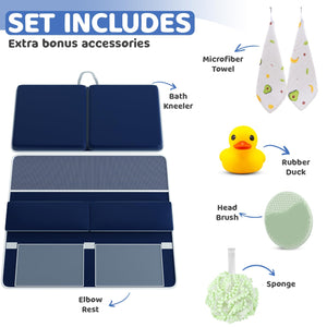 Sleepah Bath Kneeler and Elbow Kneeling Rest Pad Set for Baby Bathing – Waterproof Soft Memory Foam Mat Organizer Baby & Toddler Bath Time Toys Sponge