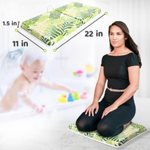 Load image into Gallery viewer, Bath Kneeler and Elbow Kneeling Rest Pad Set for Baby Bathing – Waterproof Soft Memory Foam Mat Organizer Pockets Quick Drying Foldable Non-Slip for Baby &amp; Toddler Bath Time Toys Sponge Cloth (Floral)
