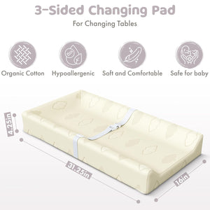 Organic Cotton Contoured Changing Pad by Sleepah – 100% Waterproof & Non-Slip Soft Breathable & Washable Cover – Three-Sided Change Pad with Certipur Certified Foam