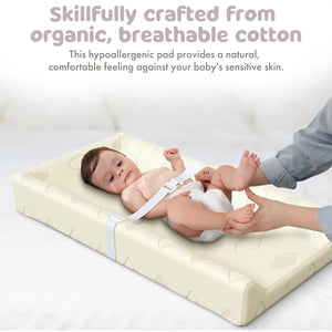 Organic Cotton Contoured Changing Pad by Sleepah – 100% Waterproof & Non-Slip Soft Breathable & Washable Cover – Three-Sided Change Pad with Certipur Certified Foam