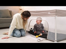 Load and play video in Gallery viewer, Sleepah Foldable Travel Crib – Lightweight Portable Play Pen + Backpack, Play-Yard with Waterproof Mattress – Easy to Pack Fits in a Suitcase, Sets up in 30 Seconds Safe for Infants &amp; Toddlers (Beige)
