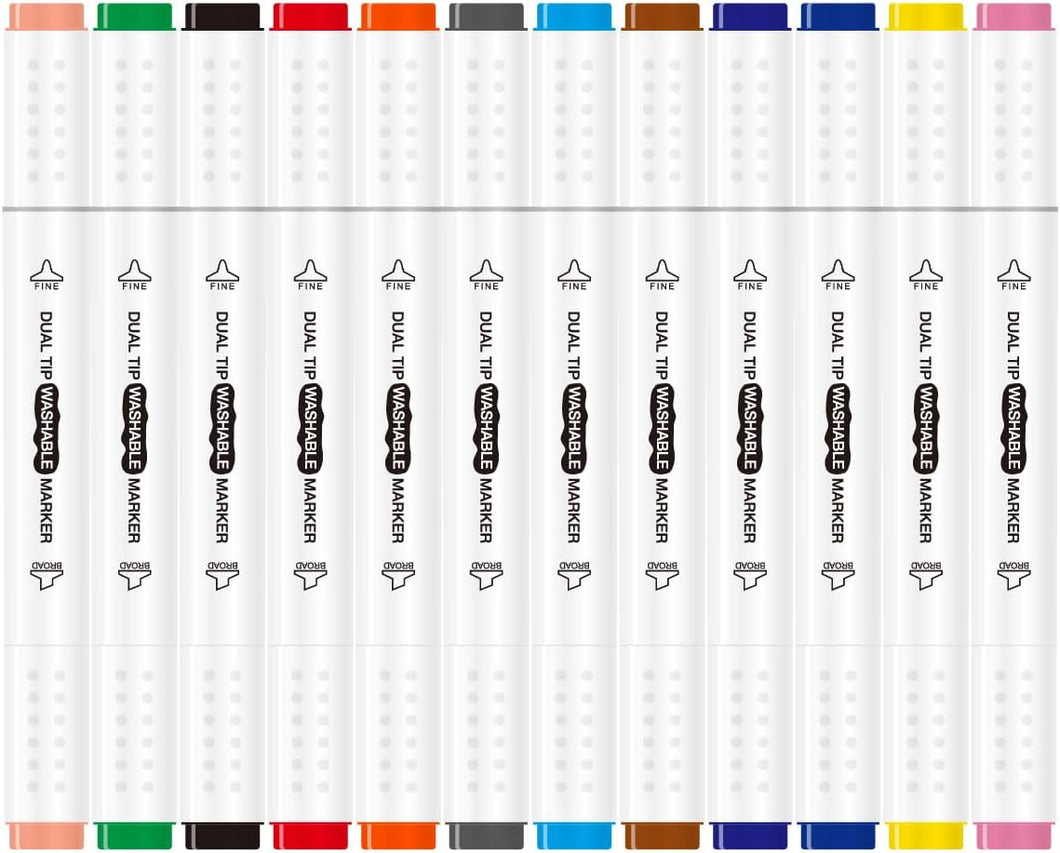 Sleepah 12 Washable Markers for Air Brush Set (SL190) & Drawing with Chisel Tips (12 Markers)