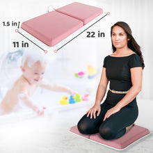 Load image into Gallery viewer, Bath Kneeler and Elbow Kneeling Rest Pad Set for Baby Bathing – Waterproof Soft Memory Foam Mat Organizer Pockets Quick Drying Foldable Non-Slip for Baby &amp; Toddler Bath Time Toys Sponge Cloth (Pink)
