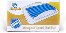 Load image into Gallery viewer, Sleepah Inflatable Toddler Travel Bed Portable Kids Air Mattress Set w Safety Bed Rail Guards for Kids &amp; Toddlers – Set Includes Pump, Carry Case, Pillow &amp; More - Perfect Transitional Cot
