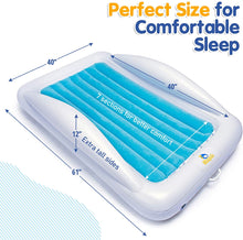 Load image into Gallery viewer, Sleepah Inflatable Toddler Travel Bed Portable Kids Air Mattress Set w Safety Bed Rail Guards for Kids &amp; Toddlers – Set Includes Pump, Carry Case, Pillow &amp; More - Perfect Transitional Cot
