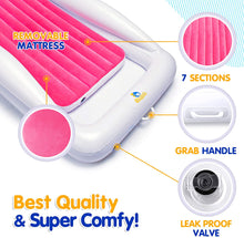 Load image into Gallery viewer, Sleepah Inflatable Toddler Travel Bed Portable Kids Air Mattress Set w Safety Bed Rail Guards for Kids &amp; Toddlers – Set Includes Pump, Carry Case, Pillow &amp; More - Perfect Transitional Cot
