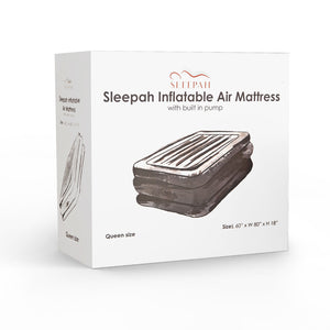 Sleepah Queen Air Mattress with Built in Pump Blow Up Air Bed (18” High) - Indoor & Outdoor Beige