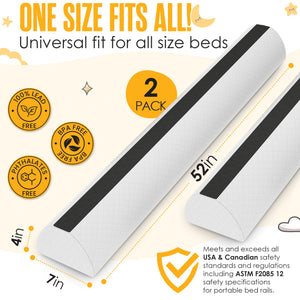 Sleepah Bed Rail for Toddlers  Memory Foam Bed Bumper Guard w Dual Non-Slip Pads (Top & Bottom) Bed Rail is Waterproof Washable Soft Removable Cover for Kids, Adults & Seniors (2 Pack)
