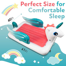 Load image into Gallery viewer, Sleepah Inflatable Toddler Travel Bed – Inflatable &amp; Portable Bed Air Mattress Set –Blow up Mattress for Kids with High Safety Bed Rails. Set Includes Pump, Case, Pillow (Unicorn)
