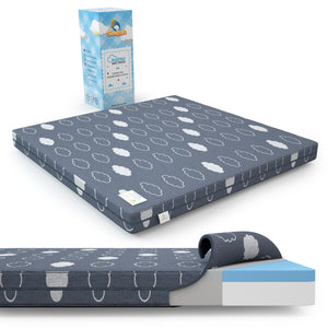 Sleepah Square Pack and Play Mattress Waterproof Memory Foam Playard Playpen Mattress Topper with Removable Cover Thick Dual Sided (Firm for 0-9 Months) (Softer 9+ Months)